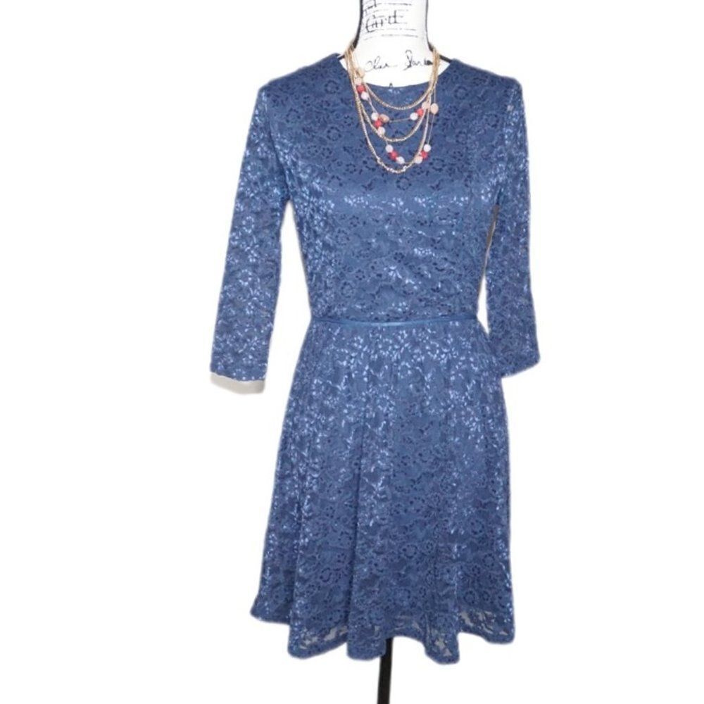 Victoria's Secret Navy Blue Embroidered Floral Dress, Size Small